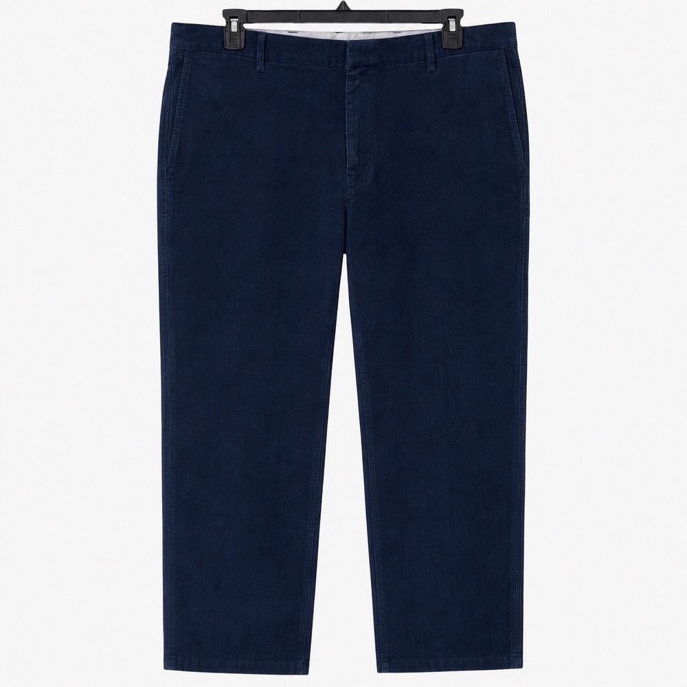 Lands End Mens 40 Traditional Fit Corduroy Pants Navy Blue Flat Front Straight